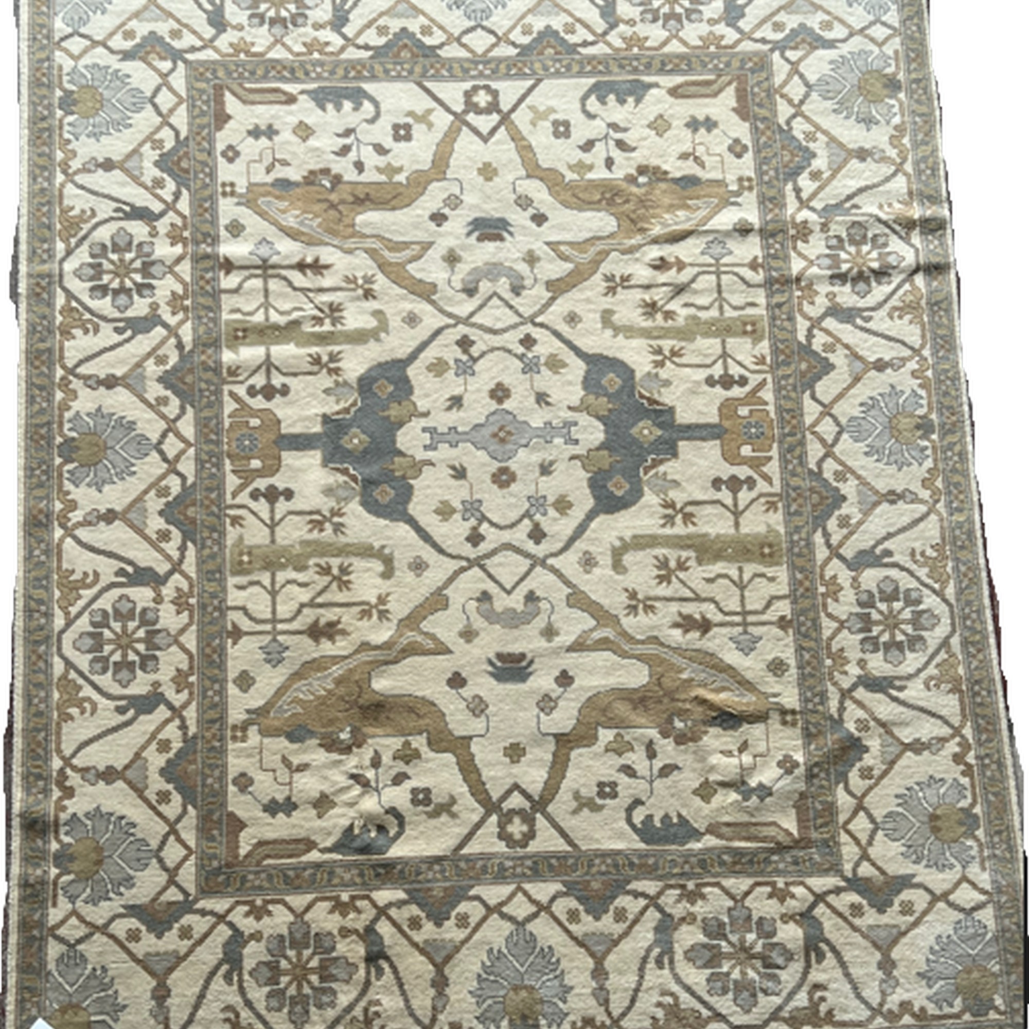 Oushak 61 Traditional Hand Knotted Wool Rug In Beige